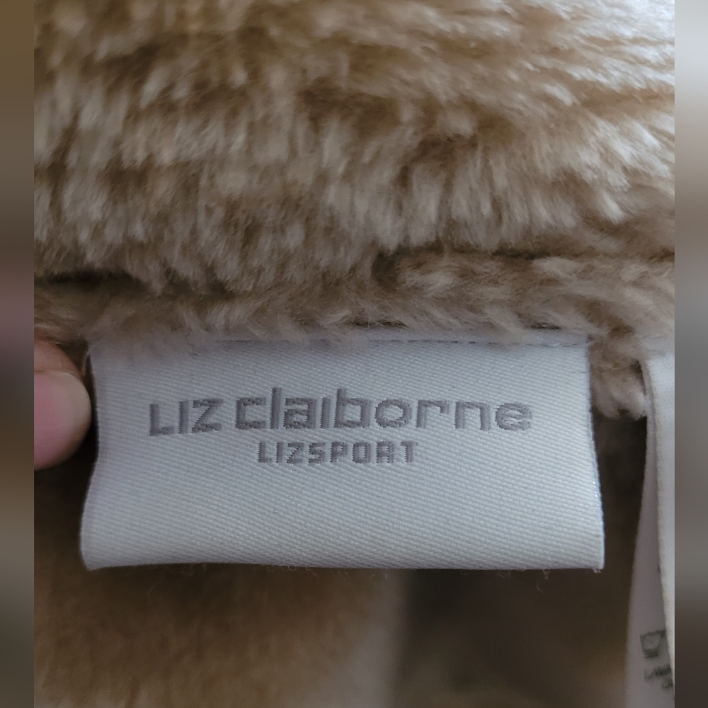 Liz Claiborne Heavy Faux Suede & Faux Fur Lined Shearling Jacket, Women's XL Tan - Picture 7 of 13